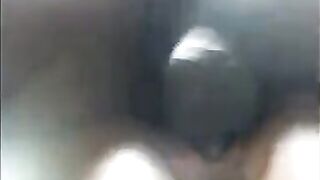 Black pussy overflows with sperm, moisture flies around