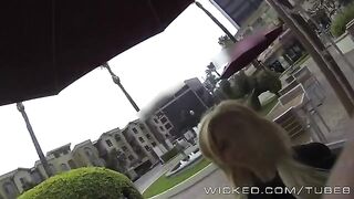 A blonde girl was picked up in the car and fucked hard