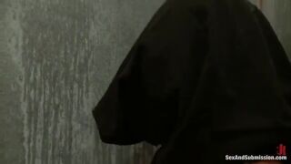 Girl bound and gagged, fucked hard in the mouth with a toy