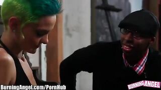 Blonde girl with emo appearance gets fucked in her ass