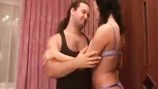 Girl with flexible body has sex in an interesting pose, showcasing gymnastic skills