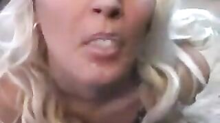 A whims pretty lady licks sperm from a spoon in tender style