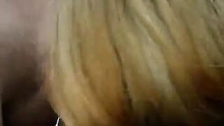 Winter street blowjob with a girl in stockings, getting fucked hard