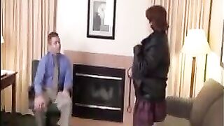 The fat woman is satisfying her boss in a steamy scene