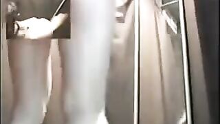 Hidden camera in underwear store locker room, unexpected intimate encounter caught on film