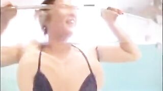 A cute brunette has sex with a guy and sucks his small penis