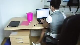 A young secretary gets fucked up by her boss directly at his workplace