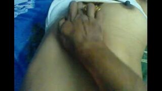 Husband makes a massage for her sensitive spots