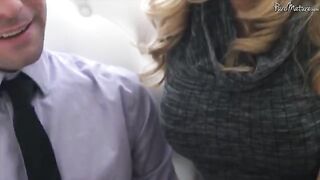 A cute woman with a shaved pussy is fucked by her lover on the couch