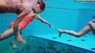 A hidden camera took off naked girls in the swimming pool