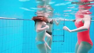 A hidden camera took off naked girls in the swimming pool