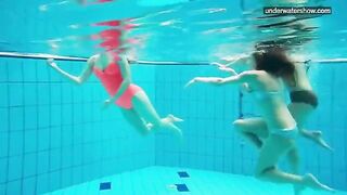 A hidden camera took off naked girls in the swimming pool