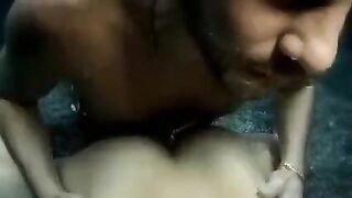 The beautiful woman gave the guy a blowjob underwater in the pool