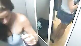 A hidden camera caught the naked sister in the room