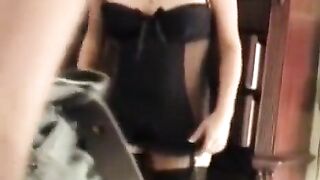 A husband shooting his sexy wife in corset porn