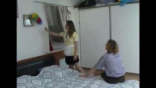 A bold guy fucked the cleaner at the hotel, pulling off her panties
