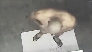 A naked man has been spied on in the shower, showcasing intense moments