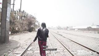 Peruvian guy fucked petite Venezuelan model near train line in steamy encounter