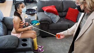 The adorable princess satisfies the old man in every position