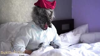 Redhead girl fucks with a wolf in a passionate scene