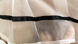 Schoolgirl Cosplay Amateur FootJob with a twist, featuring intense passion