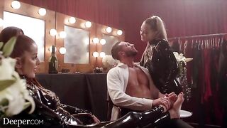 Hot beauties Avery and Vanna in a hardcore threesome latex action
