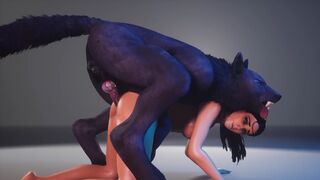 A hot chick is mating with a werewolf in this 3D animated porn