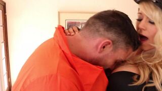 A fugitive was caught by a police officer and fucked