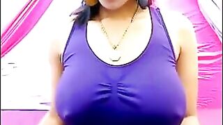 Her nipples are standing out through her T-shirt, she's so excited