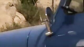 The driver in the car recklessly fucked a girl with big boobs
