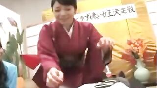 Hairy Asian girl has sex in public hot spring, cum shot included