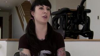 Girl seduces boyfriend to caress her tongue