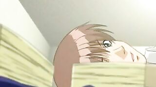 Hentai girl with big eyes is a professional in blowing dicks, even for cartoon characters