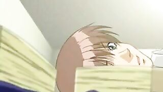 Hentai girl with big eyes is a professional in blowing dicks, even for cartoon characters