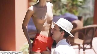 Skinny teen Gina Jerson gets her pussy stuffed with a thick cock
