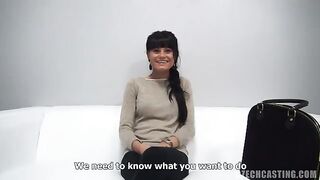 Condom sex with a cute girl at the casting in the Czech Republic