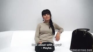 Condom sex with a cute girl at the casting in the Czech Republic