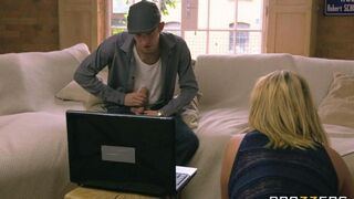A depraved blonde woman fucked with her daughter's boyfriend