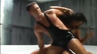 The long fight ended with the oil massage and sex with a brunette