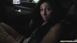 Brunette woman received a cumshot on her face after sex in the bedroom