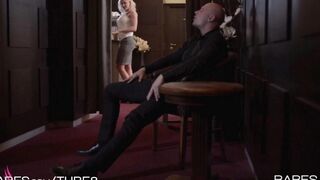 A cute blonde demonstrates her sexual skills