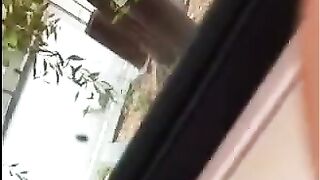 A man masturbates his cock right on the street and runs away