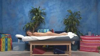 A young girl gets a relaxing erotic massage at a man’s house