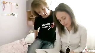 A hot entertainment at home with a classmate after classes