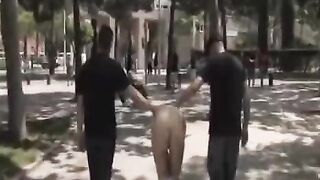 Group sex with a beautiful girl, caught on camera in public