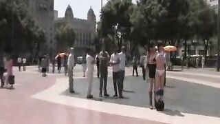 Group sex with a beautiful girl, caught on camera in public