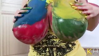 Creating art with fingers instead of brushes and painting the body