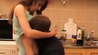 A drunken father fucks his daughter, who couldn’t resist the moment