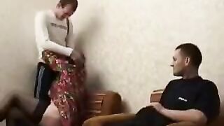 The drunken mother was fucked by her son and his friend