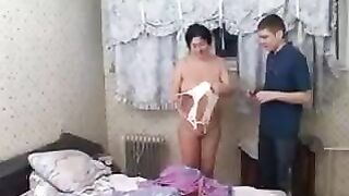 A young man fucked his aged mother, who had no husband